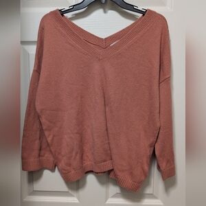NWT Madewell Double-V Pullover Sweater In Rosewood Pink Size Small S